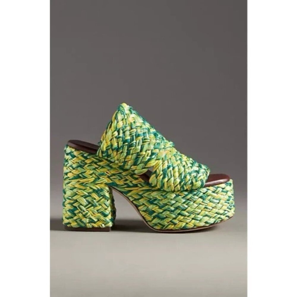 Farm Rio Braided Raffia Platform Slide Sandals 41/10
